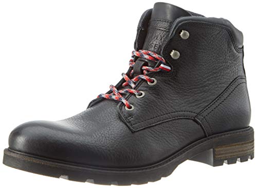 Tommy Hilfiger Winter Textured Leather Boot, Botas Clasicas para Hombre, Black 990, 44 EU