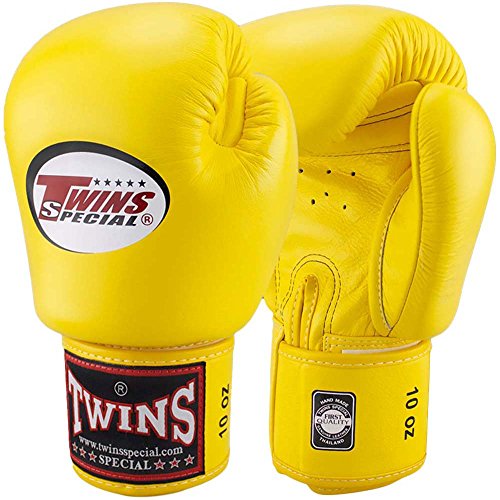 Twins Special BGVL-3 - Guantes de boxeo (piel, varios tamaños), color negro, todo el año, color amarillo, tamaño 340 g