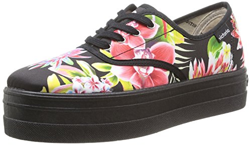 Victoria Ingles Rosa Estampado Flores - Botas de Canvas para Mujer Negro Negro 41