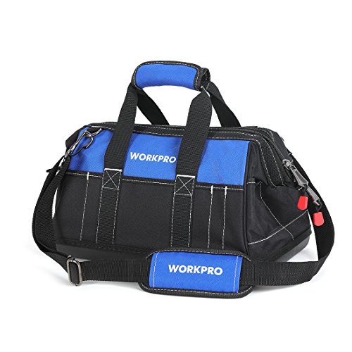 WORKPRO Bolsa de Herramientas Boca Ancha Cierra Arriba con Base de Goma de Resistencia al Agua 42 CM,Carga Máxima:15kg