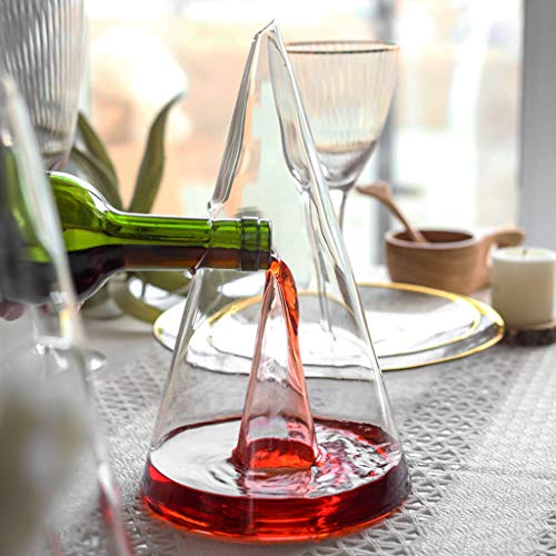 Wttfc Decantadores Creative Pyramid Crystal Glass Wine Decanter 350Ml / 750Ml Crystal Red Wine Decanter Handmade for Wine Brandy Whisky,70cl