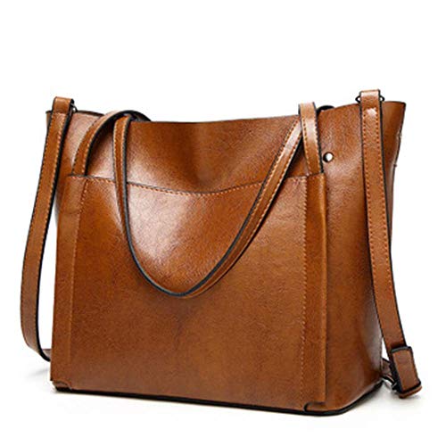 XYAZ Moda para mujer tendencia retro color sólido Bolso de PU Bolso de mensajero Bolso de hombro de gran capacidad bolsa de cercanías,marrón