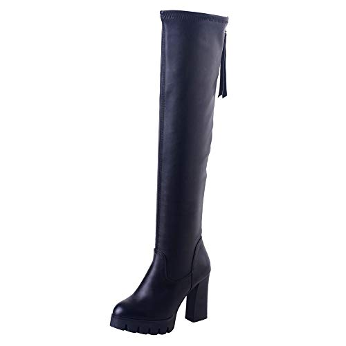 ZARLLE_Botas Botines de Mujer Zapatos Mujer Zapatos tacón Ancho Mujer Botines Mujer Negros Botas De Tacón Botas OtoñO Invierno Boots Botas Estiletes por Encima Rodilla Alto Botas