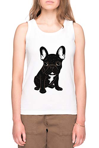 Abigarrado Francés Buldog Mujer Camiseta tee Blanco Women's White T-Shirt