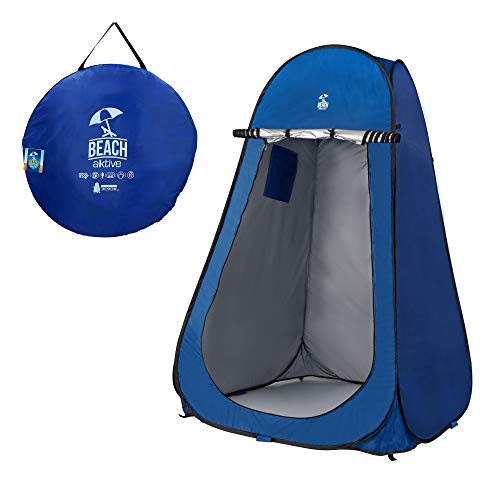 Aktive Beach Tienda Camping sin Suelo, Unisex-Adult, Cambiador azul con ducha, 120 x 120 x 190 cm