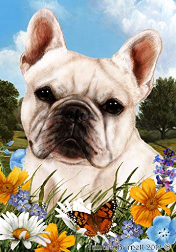 Best of Breed Jardín de flores de verano de francés Bulldog blanco banderas