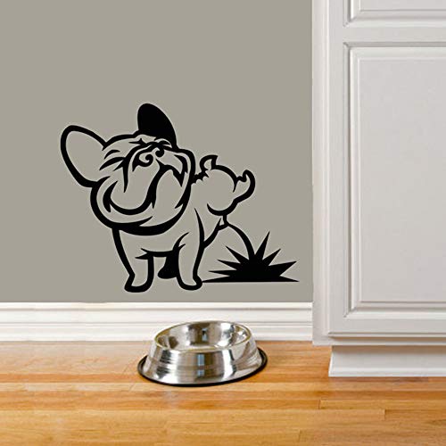 BFMBCH Perro Piss Bulldog francés Etiqueta de la pared Etiqueta de la pared del vinilo Decoración del hogar Sala de estar Personalidad móvil Arte Animal Etiqueta de la pared 13 Azul medio 72x57 cm