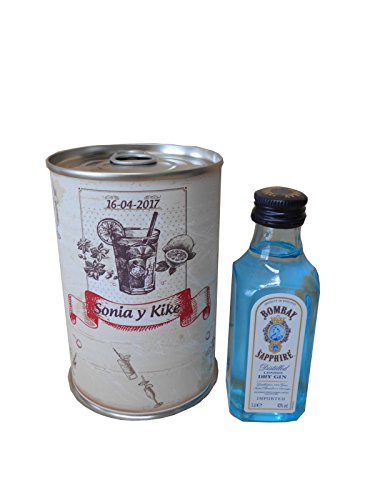 Botellin miniatura Ginebra Bombay Sapphire en lata personalizada - Pack de 6