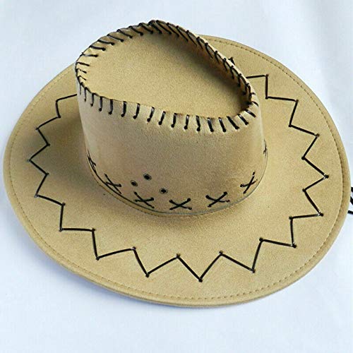 Brandless Desgaste De Las Mujeres De Los Hombres Retro Occidental Vaquera Tapa del Cabezal del Vaquero del Oeste Salvaje Sombreros Moda Sombrero de Copa Deportivo (Color : Khaki, Size : One Size)