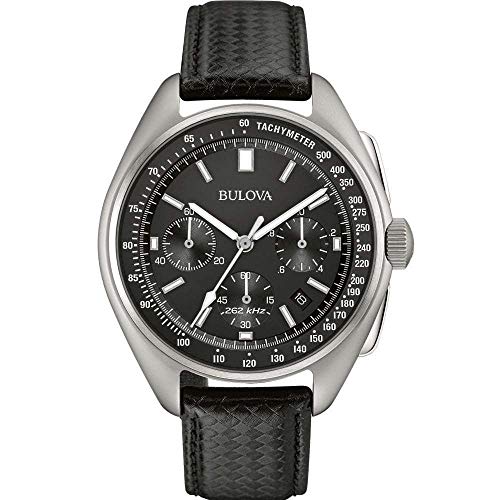 Bulova Piloto Lunar 96B251 - Reloj de Pulsera de diseño para Hombre - Correa de Cuero - Negro