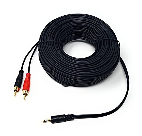 Cable de audio estéreo con clavija jack de 3,5 mm a 2 conectores RCA (disponible en 0,5 cm, 1 m, 1,5 m, 2 m, 3 m, 5 m, 10 m, 15 m y 20 m) 20 m