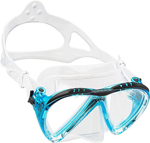 Cressi Tauchmaske Lince Low Volume Made In Italy Gafas de Buceo, Unisex, Transparente/Azul Claro, Talla única