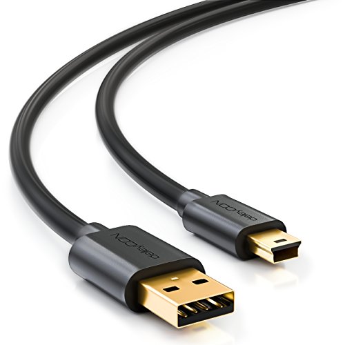 deleyCON 2m Mini USB 2.0 Cable de Alta Velocidad - USB A Conector para Mini B Conector - Cable de Carga Cable de Datos - Compatible con Versiones Anteriores - Negro