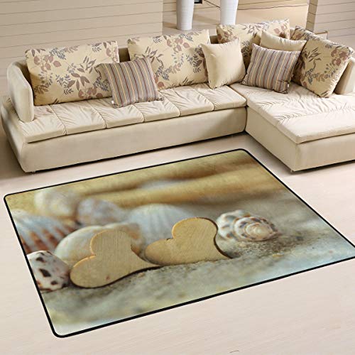 FANTAZIO - Alfombra Recta de Madera con diseño de corazón de Arena para la Playa, para Esquinas y Bordes, Ideal para Cocina o baño, poliéster, 1, 36 x 24 Inch