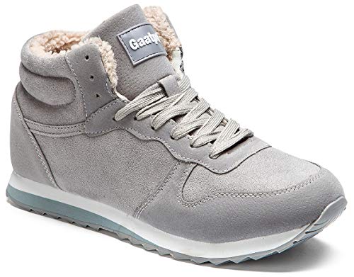 Gaatpot Zapatos Invierno Botas Forradas de Nieve Zapatillas Sneaker Botines Planas para Hombres Mujer Gris EU 40.5 = CN 42