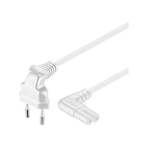 goobay CEE 7/16 / IEC 60320 C7, 2 m - Cable (2 m, 2 m, Male Connector/Female Connector, CEE7/16, C7 acoplador, 250 V, Blanco)