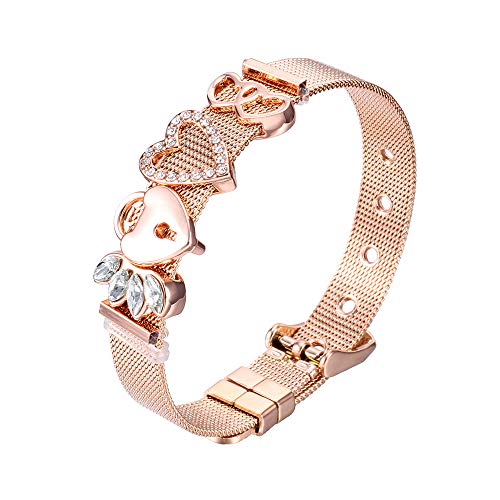 Heideman Pulseras Mujer de Acero Inoxidable Color Oro Rosa joyería con Swarovski Piedra Blanco