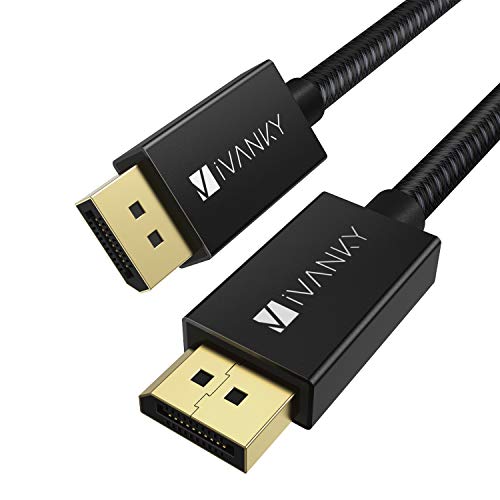 IVANKY Cable DisplayPort 1.4 2 Metros [8K@60Hz,4K@144Hz] Cable DP resolución UHD con 8 K, Soporte HBR3, DSC 1.2, HDR 10, Cable DisplayPort a DisplayPort para PC, Laptop, TV, Nylon Trenzado