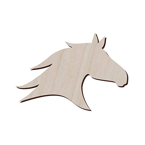 Juego de 10 cabezas de caballo de madera para manualidades y decoración – forma de cabeza de caballo – pendientes de cabeza de caballo – collar de cabeza de caballo de 5 x 3,5 pulgadas