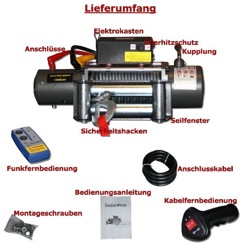 Jws - Cabrestante eléctrico 5900kg 12 voltios