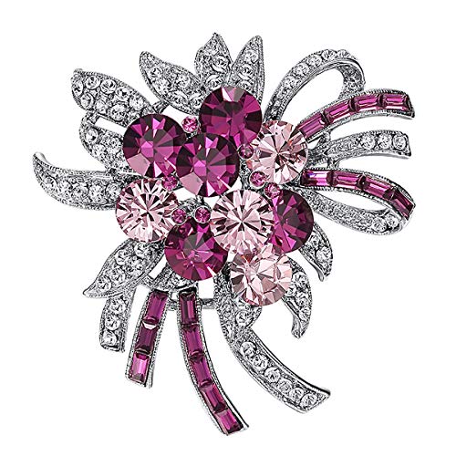 Mecool Broches Pin Fancy Flower Broche Síntesis Cubic Zirconia Broche Pin-Purple