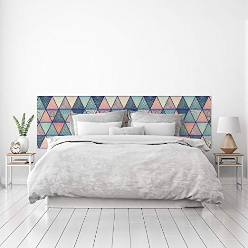 MEGADECOR Cabecero Cama PVC Decorativo Económico Diseño Geométrico de Triángulos Estampados Varias Medidas (150 cm x 60 cm)