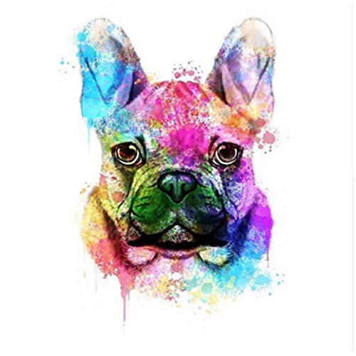 ONEZERT Pintura por números DIY Un Color Bulldog Animal Lienzo Decoración de la Boda Imagen del Arte Regalo 40x50cm sin Marco