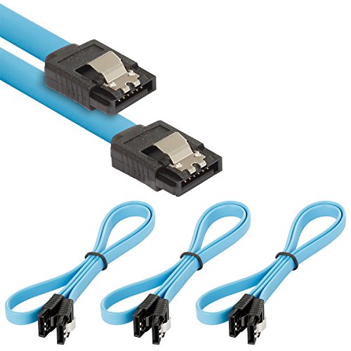 Poppstar - 3X Cable de Datos Flexible de 0,5m Sata 3 HDD SDD, enchufes Rectos, hasta 6 GB/s, Azul