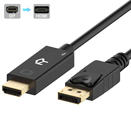 Rankie - Cable DisplayPort (DP) a HDMI, resolución 4K, 1,8m, Color Negro