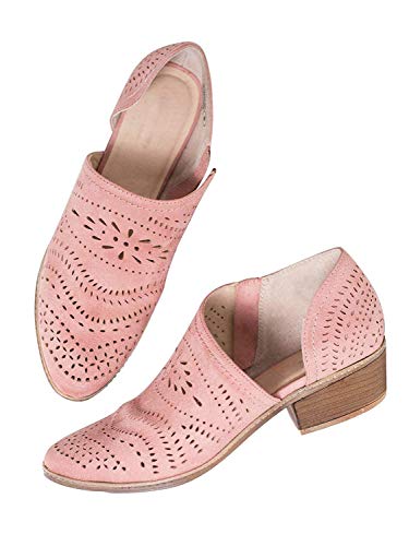 Sara Love Botines Mujer Tacón Botas de Tacón Bajo Casual Ponerse Oficina Botín de Vestir Elegante Rosado 40