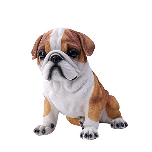 SDBRKYH Bulldog Escultura, Inglés Bulldog decoración del hogar Jardín de Resina Pintado a Mano Figurita Colección Regalo del Arte