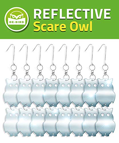 Set de 8 repelentes de Aves en Forma de búho - Decorativo y Ecológico - Brillante y Reflectante