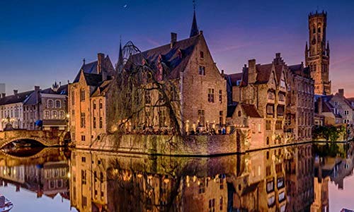 SJYYR Casas Junto Al Río En Brujas, Bélgica 3D DIY Tjigsaw Puzzle 1000 Piezas Pintura De Dibujos Animados para Adultos Rompecabezas Juguete Educativo Regalo para Niños Juegos para Niños Imagen