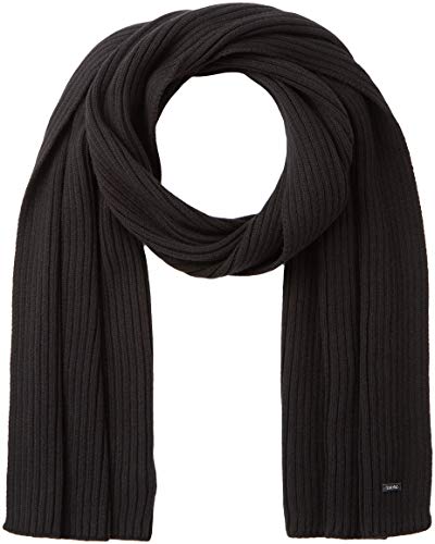 Tommy Hilfiger Basic Rib Scarf Bufanda, (Black Bds), Talla única (Talla del fabricante: OS) para Hombre