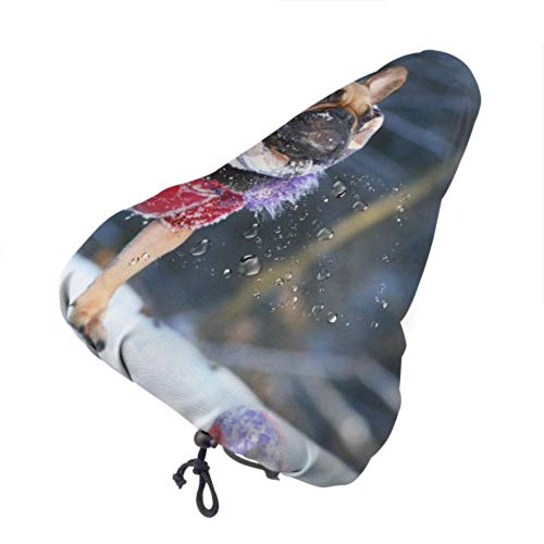 Tridge Funda de Asiento de Bicicleta Small Fawn Hembra Bulldog francés Perro Protector Resistente al Sol y la Lluvia cojín de sillín de Bicicleta para Mujeres Hombres Todos,