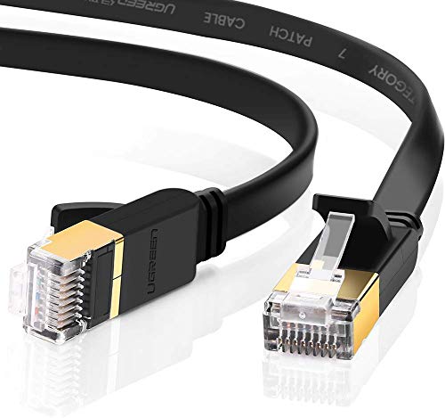 UGREEN Cable de Red Cat 7, Cable Ethernet Network LAN 10000Mbit/s con Conector RJ45 (10 Gigabit, 600MHz, Cable FTP), Compatible con Cat 6, Cat 5e, Cat 5, Cable Plano (10 Metros)