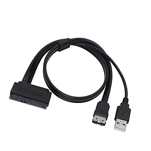 YAODHAOD 7 pines + 15 pines SATA hembra a eSATAp y cable de disco duro USB-A macho, extensión de disco blindado HDD, adaptador RAID de unidad de disco duro SATA