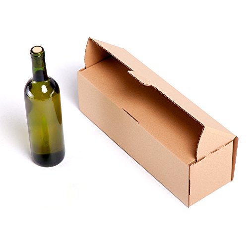 (25x) Caja para 1 Botella de cartón automontable y envíos postales TCPOBOX (D (38 x 12 x 12 cms) (LOTE DE 25 UNIDADES)