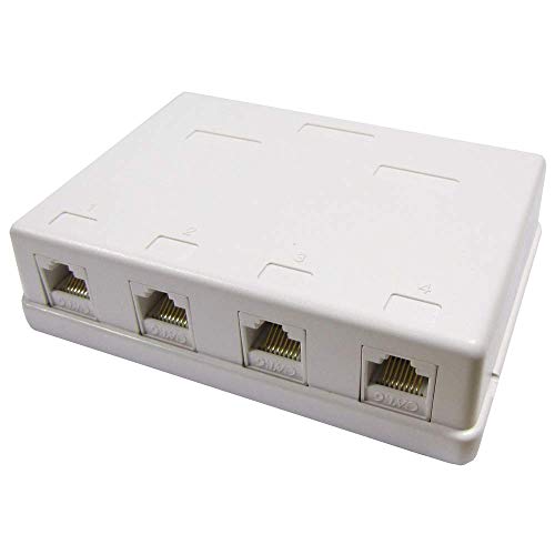 BeMatik - Caja de superficie de 4 RJ45 Cat.6 UTP