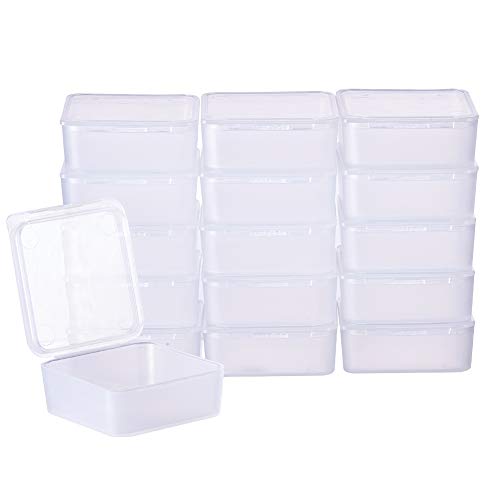 BENECREAT 24 Pack Cajas Transparente de Plástico Organizador de Plástico Transparente Esmerilado con Tapas para Pastillas, Hierbas, Cuentas, Joyería - 3.9x3.9x1.6cm