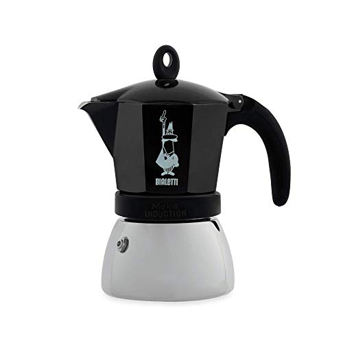 Bialetti Moka Induction Cafetera Italiana Espreso por Inducción, Aluminio, Negro, 6 Tazas