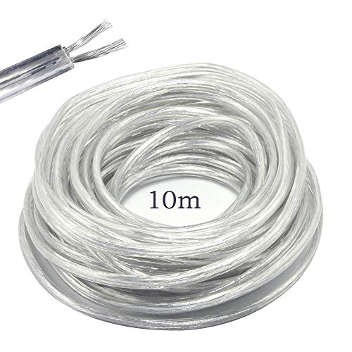 Cable eléctrico de 2 núcleos de PVC Cable Eléctrico de Alambre de Cobre de Alta Resistencia a la Temperatura 2 x 0,75 mm² Cable de Alimentación Doble 10 Metros Longitud de Corte flexible Transparent