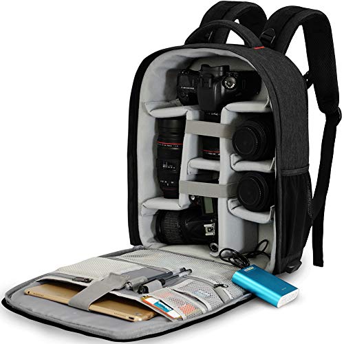 CADeN Mochila Camara Reflex - con Cubierta para Lluvia y Puerto USB Puede acomodar 2 cámaras 5 Lentes 1 trípode y Otros Accesorios fotográficas para Canon Nikon Sony