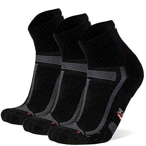 Calcetines de Running para Largas Distancias 3 Par (Negro/Gris, EU 35-38)