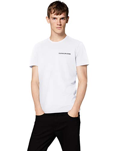 Calvin Klein Chest Institutional Slim SS tee Camiseta, Blanco (Bright White 112), X-Small para Hombre