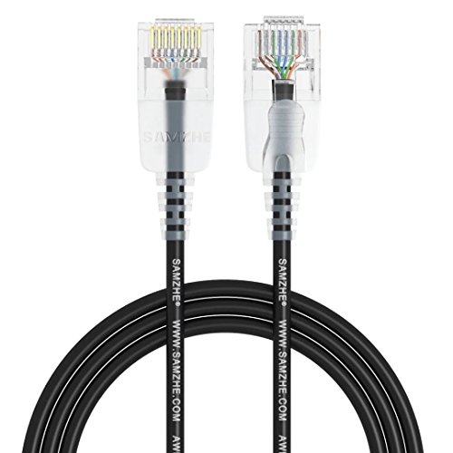 CAT6 Cable de Ethernet, Cat 6 Patch Cord Cable de Ethernet finas Red LAN Cable chapado en oro de alta velocidad de 500 Mbps RJ45 conector para módem router Panel del ordenador portátil caja de TV