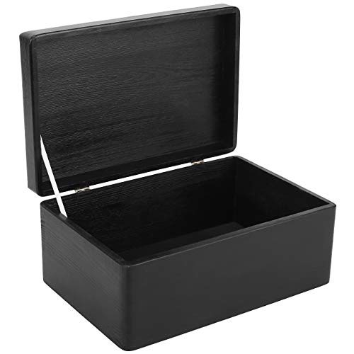 Creative Deco Negro Grande Caja de Madera para Juguetes | 30 x 20 x 14 cm | con Tapa Cofre para Decorar Almacenaje de Documentos, Objetos de Valor