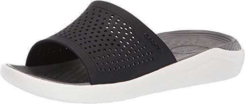 Crocs LiteRide Slide, Sandalias de Punta Descubierta Unisex Adulto, Multicolor (Black/Smoke 05m), 41/42 EU