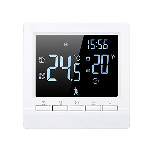 Decdeal Termostato Inteligente Controlador Digital de Temperatura Pantalla LCD Táctil Semana Programable Termostato de Calefacción de Piso Eléctrico