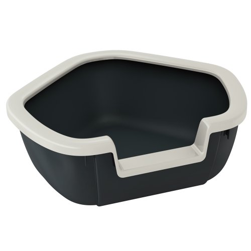 Ferplast Bandeja Sanitaria esquinera para Gatos Caja de Arena para Gatos Abierta Dama, Plástico, Bandeja de Recogida, Marco extraíble, 57,5 x 51,5 x h 22 cm Negro